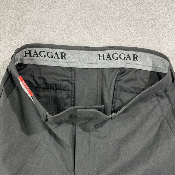 NEW Haggar Mens 32x34 Dark Gray Super Flex Waistband Slim Straight Dress Pants - Picture 7 of 8